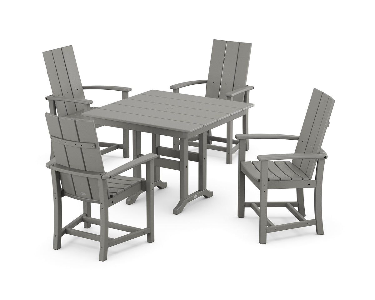 POLYWOOD Modern Adirondack 5-Piece Farmhouse Dining Set - 37" Table in Slate Grey
