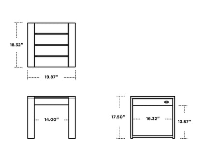 POLYWOOD EDGE End Table dimension drawing with width, depth and height measurements