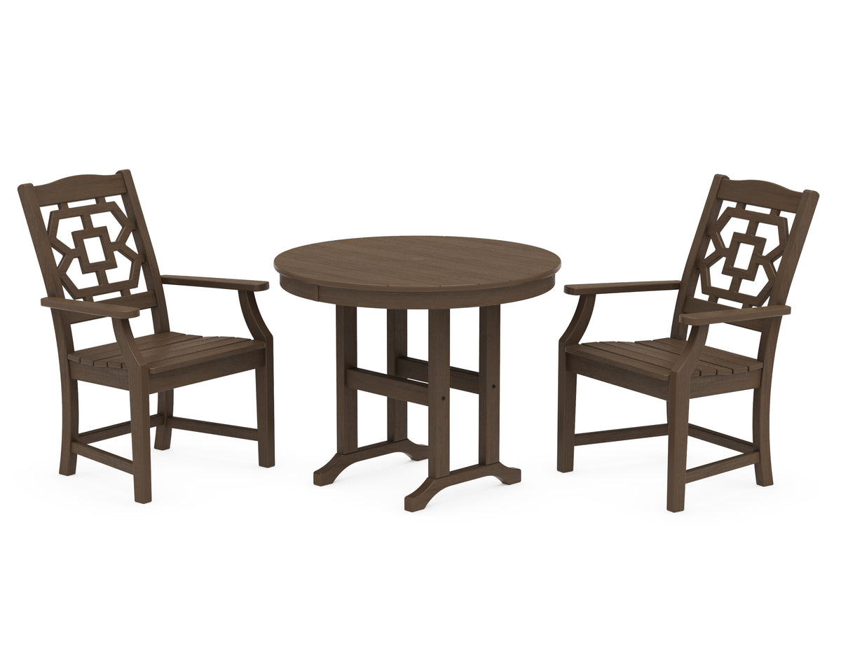 POLYWOOD Chinoiserie 3-Piece Farmhouse Dining Set in Kona
