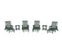 POLYWOOD Vineyard 6-Piece Chaise with Arms and Wheels Set in Green