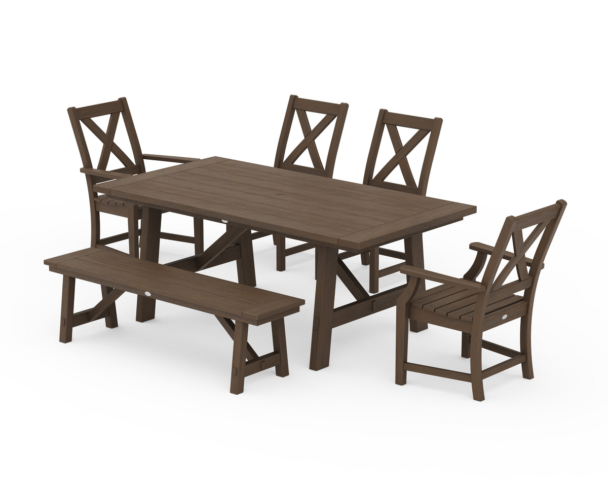 POLYWOOD Braxton 6-Piece Rustic Farmhouse Dining Set with Trestle Legs in Kona