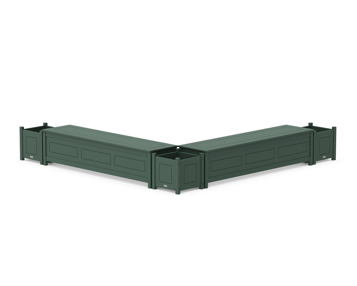 POLYWOOD 72" Country Living L-Shaped Planter Storage Bench Corner Set in Green