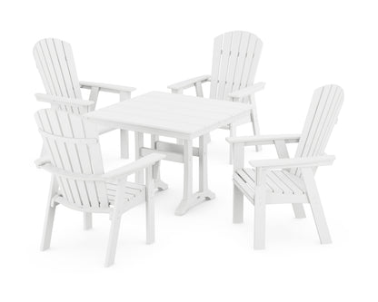 POLYWOOD Nautical Adirondack 5-Piece Farmhouse Dining Set with Trestle Legs - 37" Table in White