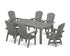 POLYWOOD Nautical Curveback Adirondack Swivel 7-Piece Parsons Dining Set in Slate Grey