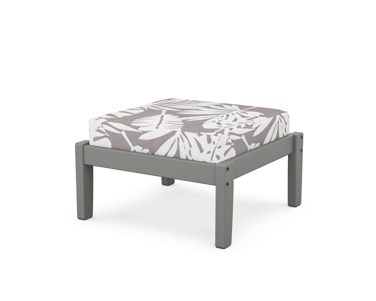 POLYWOOD Deep Seating Ottoman in Slate Grey / Leaf Grey Mist
