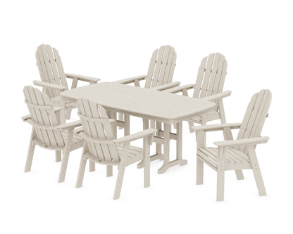 POLYWOOD Vineyard Curveback Adirondack Chair 7-Piece Dining Set in Sand
