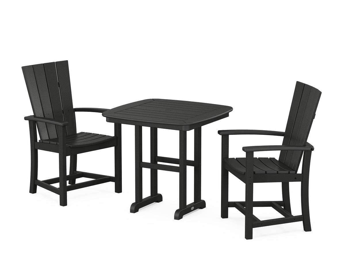POLYWOOD Quattro 3-Piece Dining Set in Black
