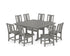 POLYWOOD Prairie Side Chair 9-Piece Square Farmhouse Dining Set with Trestle Legs in Slate Grey