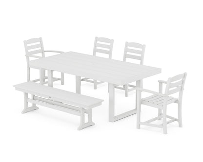 POLYWOOD La Casa Café 6-Piece Dining Set with Bench - 39" x 78" Table in White