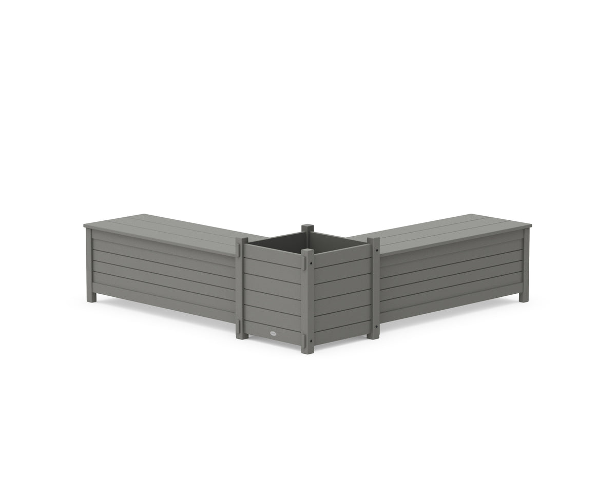 POLYWOOD 48" Nautical L-Shaped Planter Storage Bench Set - Large in Slate Grey