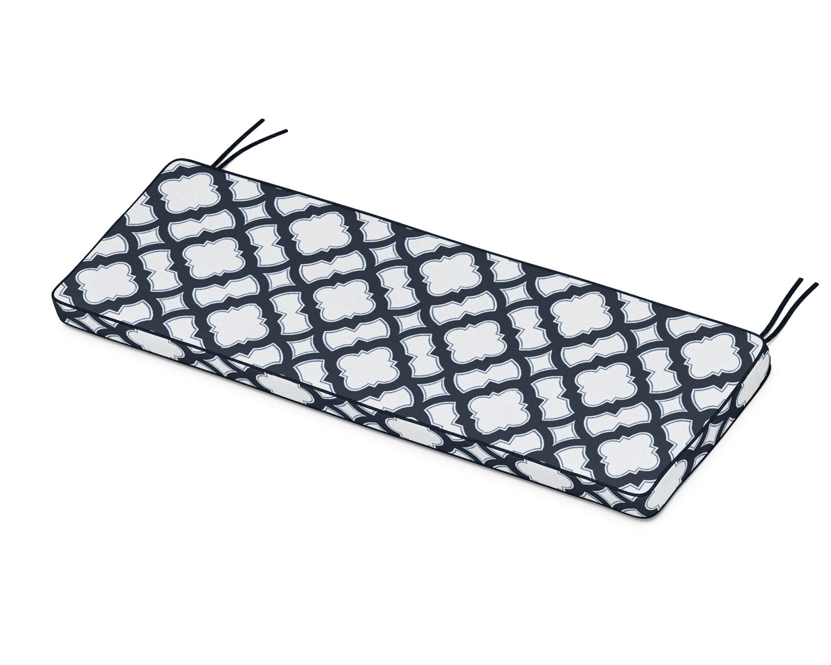 POLYWOOD Chinoiserie 60" Bench Seat Cushion in Trellis Marine Indigo