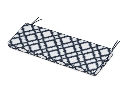 POLYWOOD Chinoiserie 60" Bench Seat Cushion in Trellis Marine Indigo
