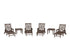 POLYWOOD Chippendale 6-Piece Chaise Set with Arms and Wheels in Mahogany
