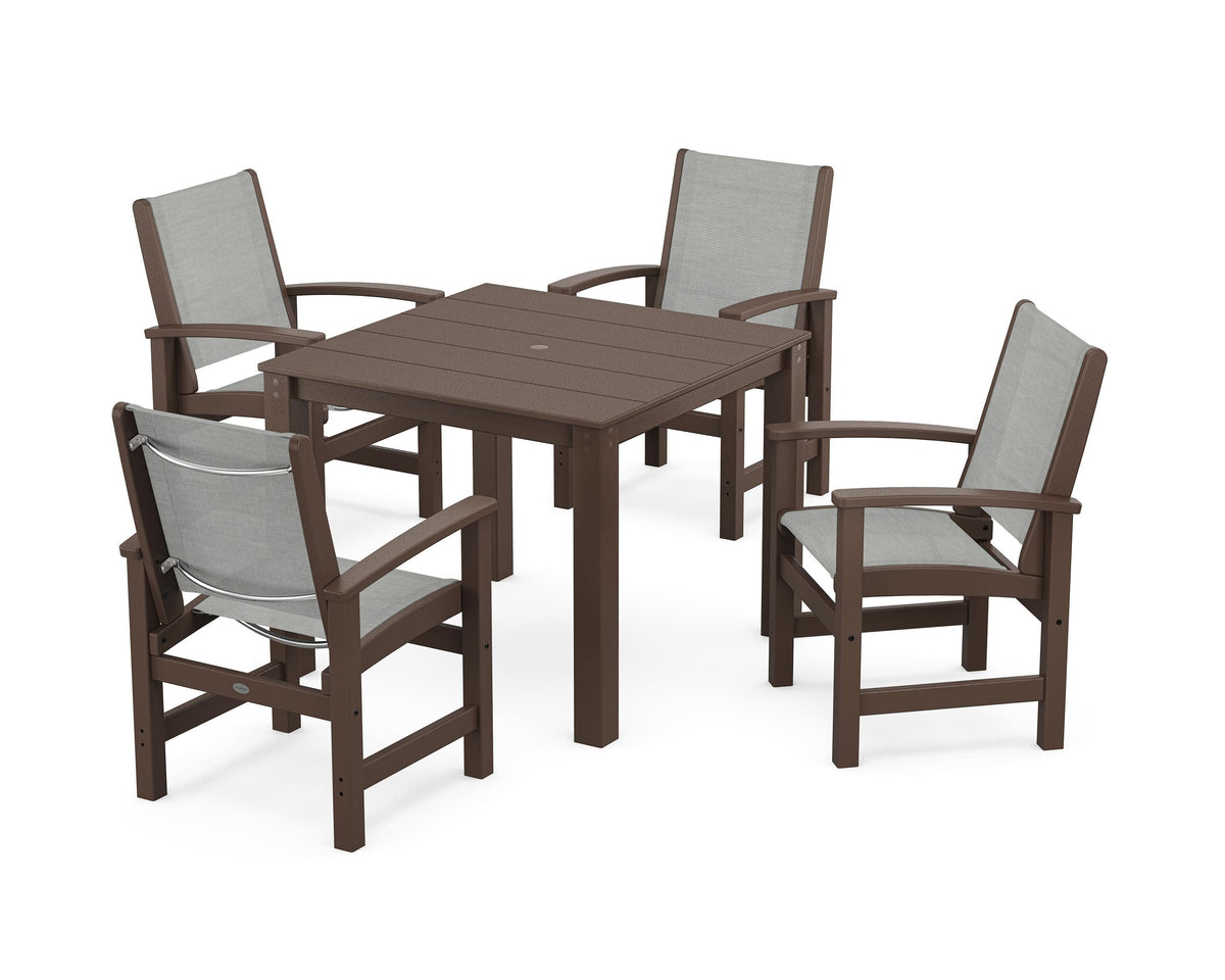 POLYWOOD Coastal 5-Piece Parsons Dining Set in Mahogany / Metallic