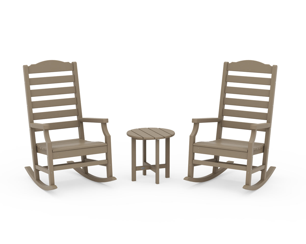 POLYWOOD Savannah 3-Piece Rocking Chair Set in Vintage Sahara