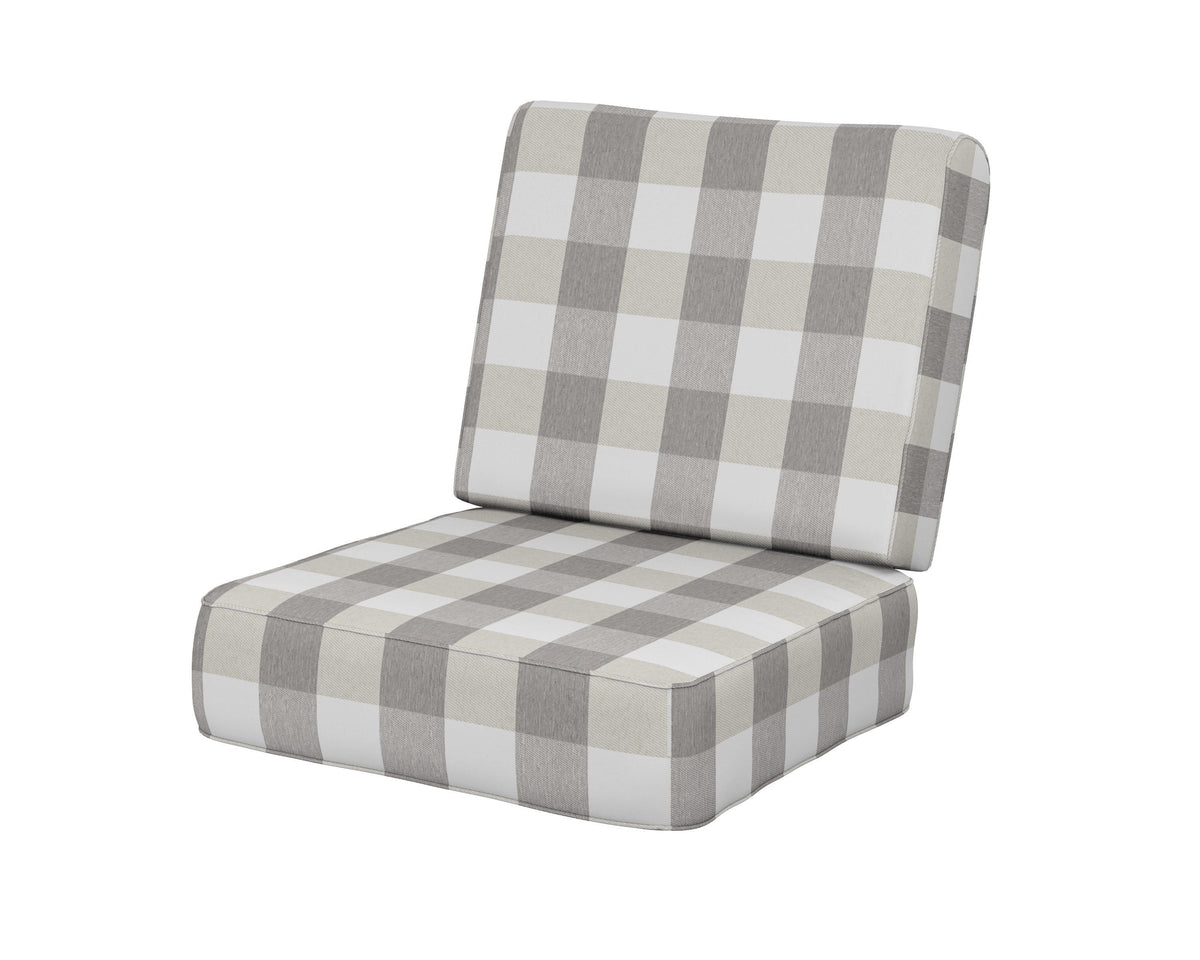 POLYWOOD Ateeva Harbour Seat and Back Cushion in Buffalo Plaid Grey Mist