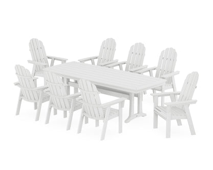 POLYWOOD Vineyard Curveback Adirondack 9-Piece Dining Set with Trestle Legs in White