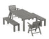 POLYWOOD Nautical Folding Lowback Chair 5-Piece Parsons Dining Set with Benches in Slate Grey
