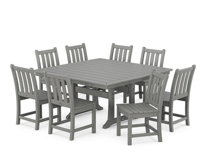 POLYWOOD Traditional Garden 9-Piece Nautical Trestle Dining Set in Slate Grey