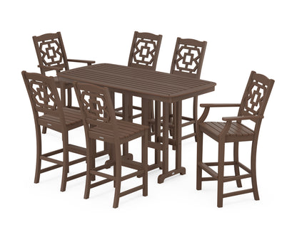 POLYWOOD Chinoiserie 7-Piece Bar Set in Mahogany