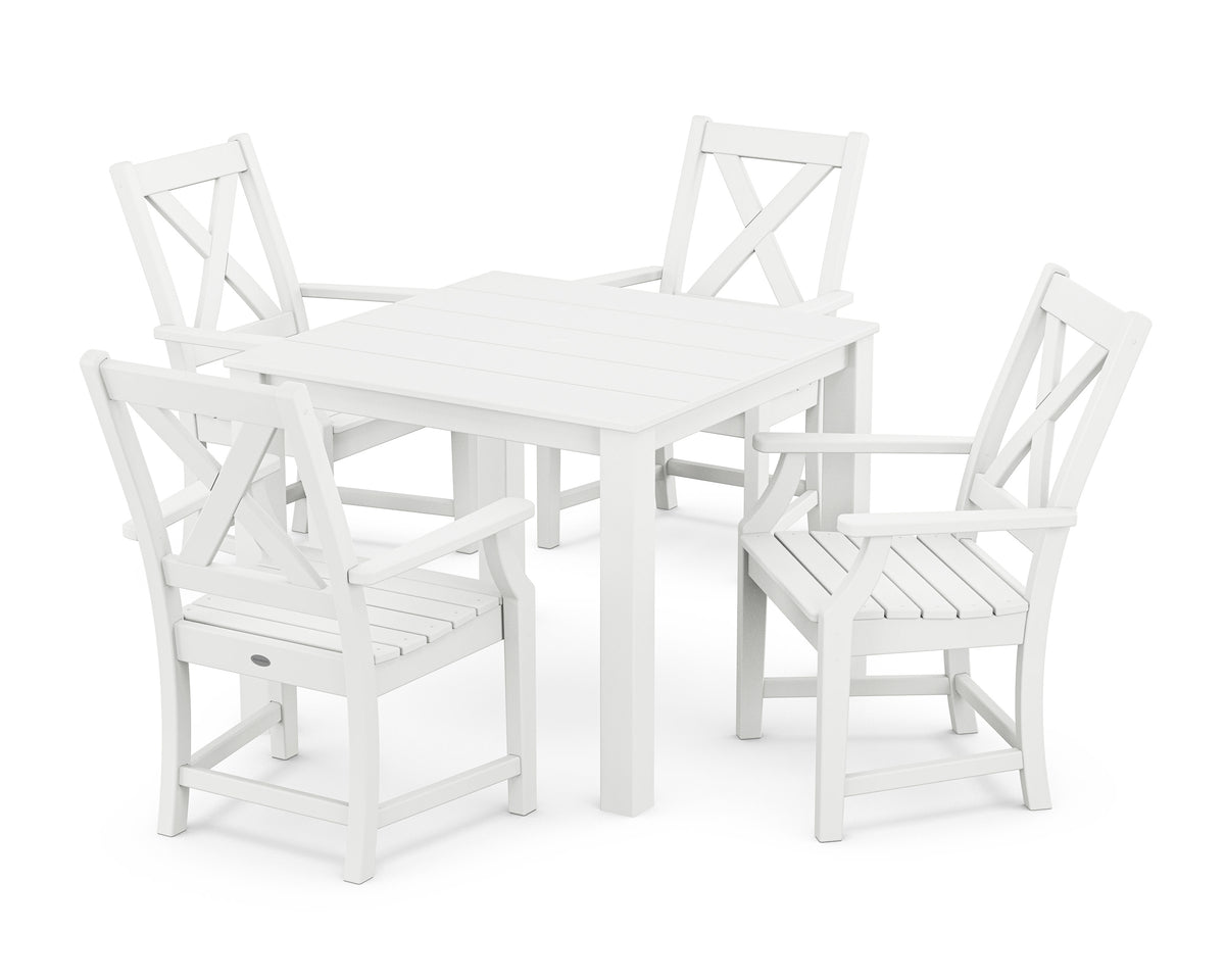 POLYWOOD Braxton 5-Piece Parsons Dining Set in White