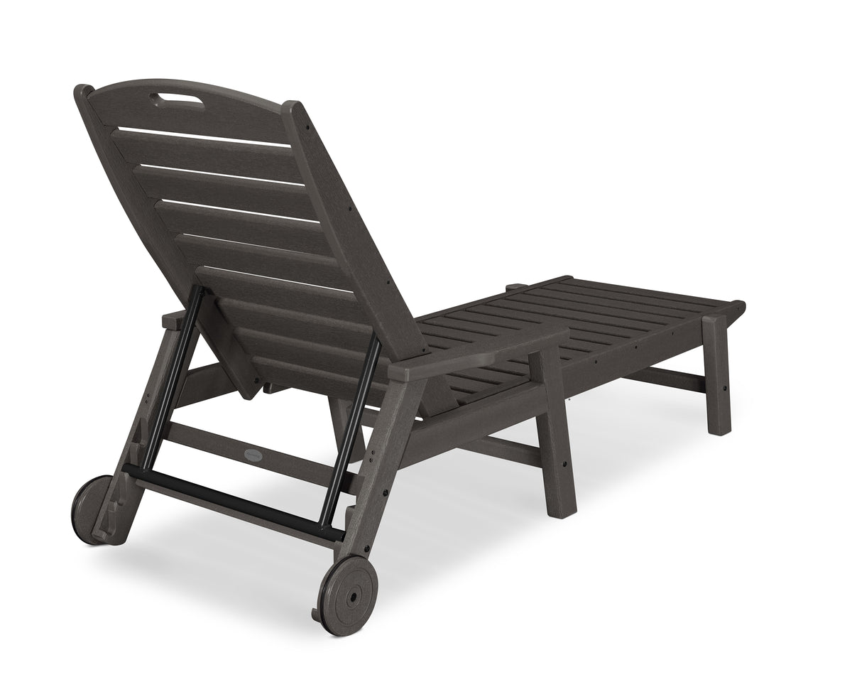Alternate view of the POLYWOOD Nautical Chaise with Arms &amp; Wheels in Vintage Coffee