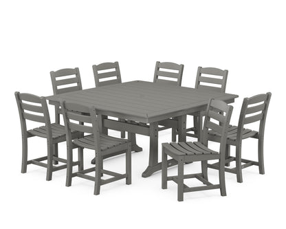 POLYWOOD La Casa Café 9-Piece Nautical Trestle Dining Set in Slate Grey