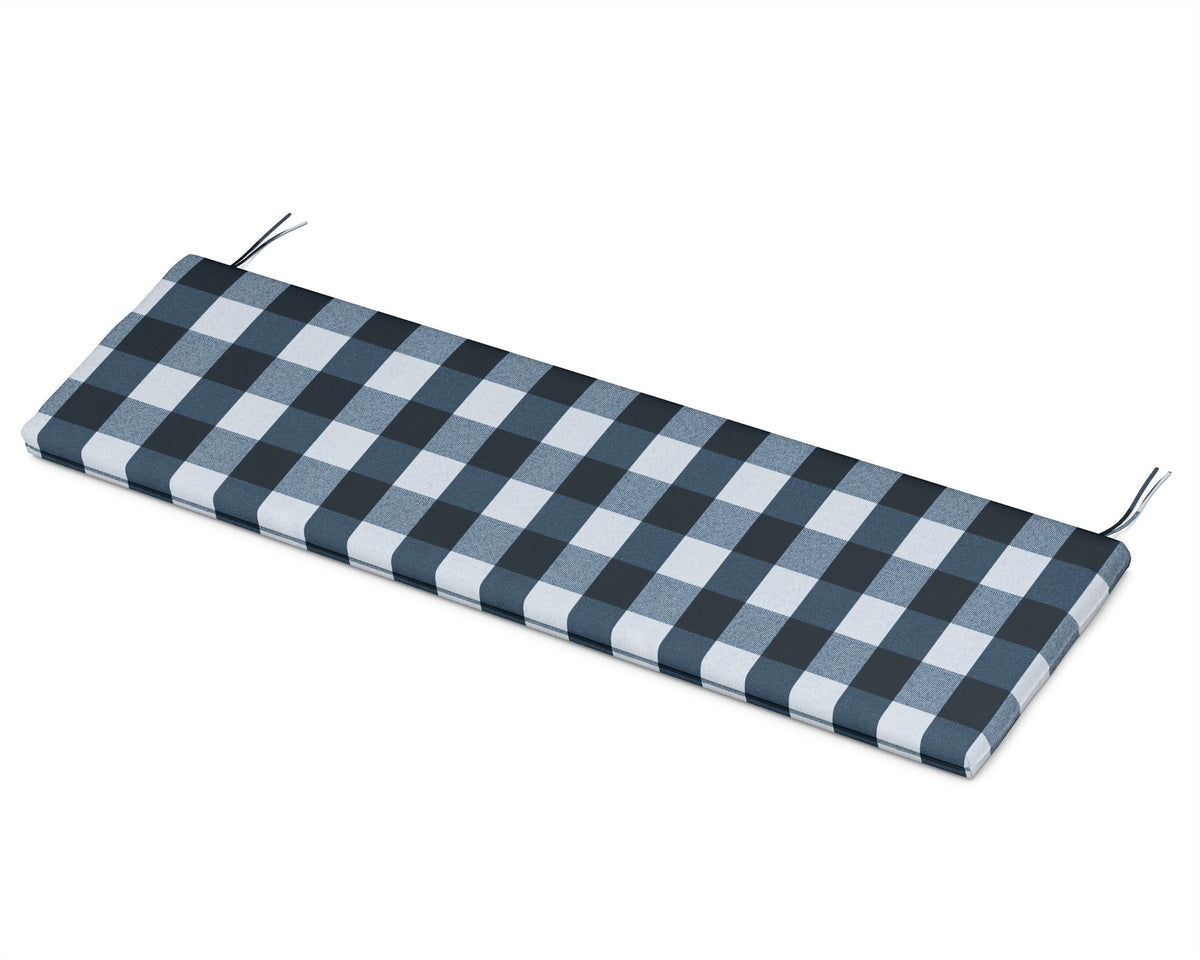 POLYWOOD Bench Seat Cushion - 17.25"D x 56.5"W x 2.5"H in Buffalo Plaid Marine Indigo