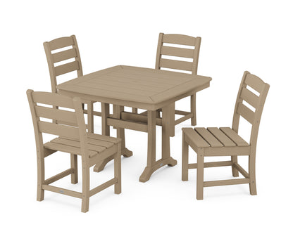 POLYWOOD Lakeside Side Chair 5-Piece Dining Set with Trestle Legs - 37" Table in Vintage Sahara