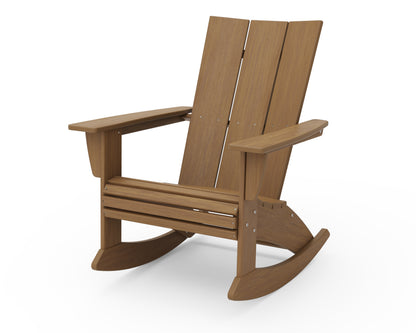 POLYWOOD Modern Curveback Adirondack Rocking Chair in Natural