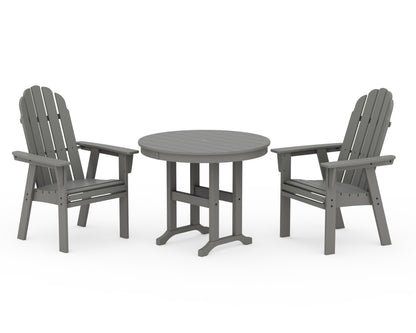 POLYWOOD Vineyard Adirondack 3-Piece Round Dining Set in Slate Grey
