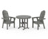 POLYWOOD Vineyard Adirondack 3-Piece Round Dining Set in Slate Grey