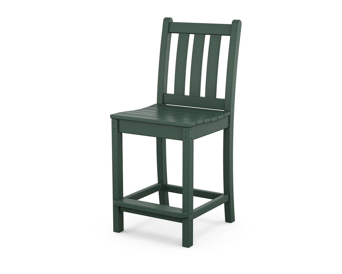 POLYWOOD Traditional Garden Counter Side Chair in Green