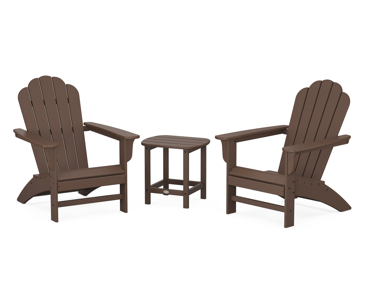 POLYWOOD Country Living Cottage Adirondack Chair 3-Piece Set in Mahogany