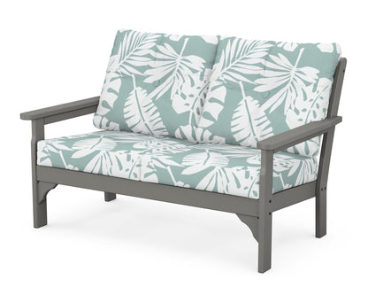 POLYWOOD Vineyard Deep Seating Loveseat in Slate Grey / Leaf Glacier Spa