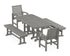 POLYWOOD Signature 5-Piece Dining Set with Benches - 37" x 72" Table in Slate Grey