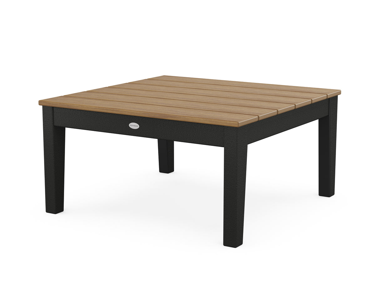 POLYWOOD Newport 36" Conversation Table in Black / Natural