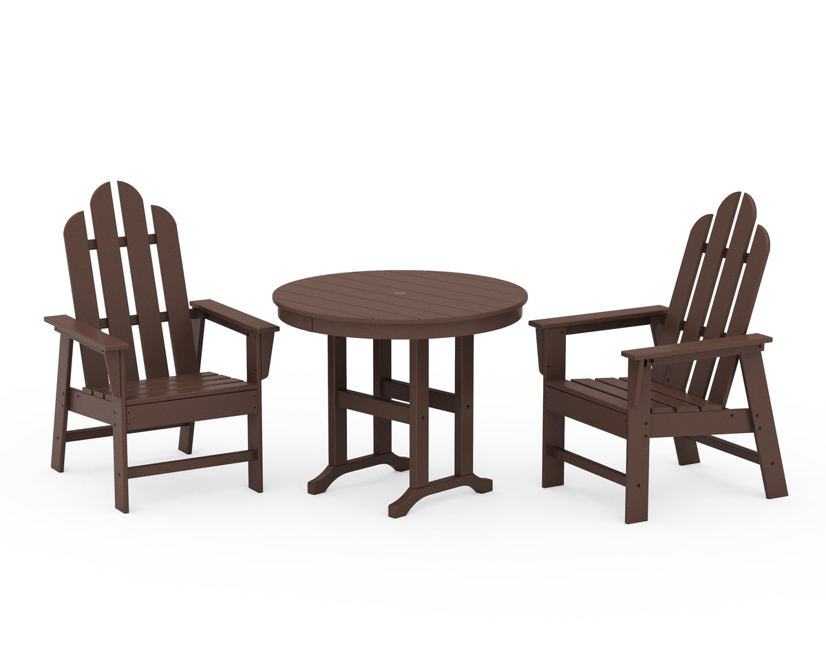 POLYWOOD Long Island 3-Piece Round Dining Set in Mahogany