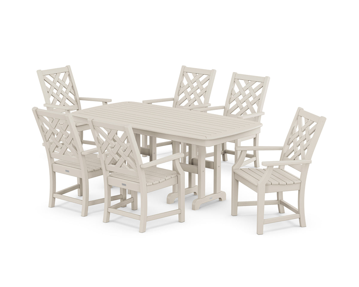 POLYWOOD Wovendale Arm Chair 7-Piece Dining Set in Sand