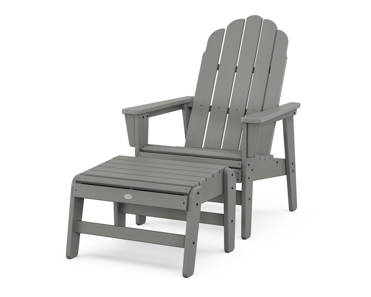 POLYWOOD Vineyard Grand Upright Adirondack Chair with Ottoman in Slate Grey