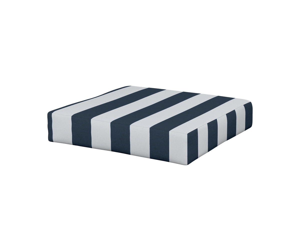 POLYWOOD Prescott Ottoman Cushion in Cabana Stripe Marine Indigo