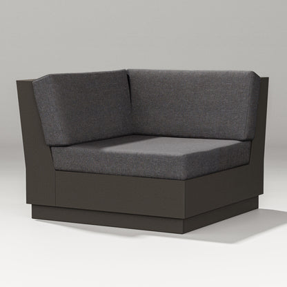 POLYWOOD Elevate Modular Corner Chair in Vintage Coffee / Ash Charcoal