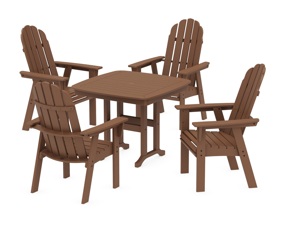 POLYWOOD Vineyard Curveback Adirondack 5-Piece Dining Set - 37" Table in Teak