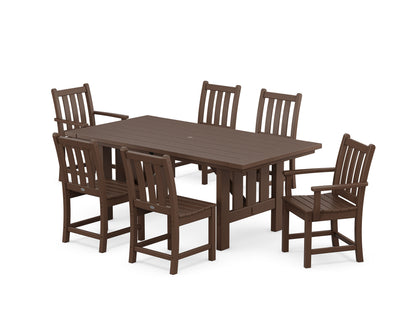 POLYWOOD Traditional Garden 7-Piece Dining Set with Mission Table in Mahogany