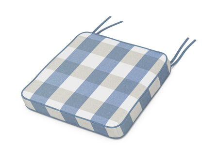 POLYWOOD Chinoiserie Side Chair Seat Cushion in Buffalo Plaid Sky Blue