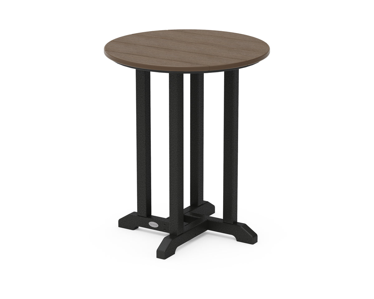 POLYWOOD Contempo 24" Round Dining Table in Black / Kona
