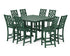 POLYWOOD Country Living Wovendale Side Chair 9-Piece Square Farmhouse Bar Set with Trestle Legs in Green