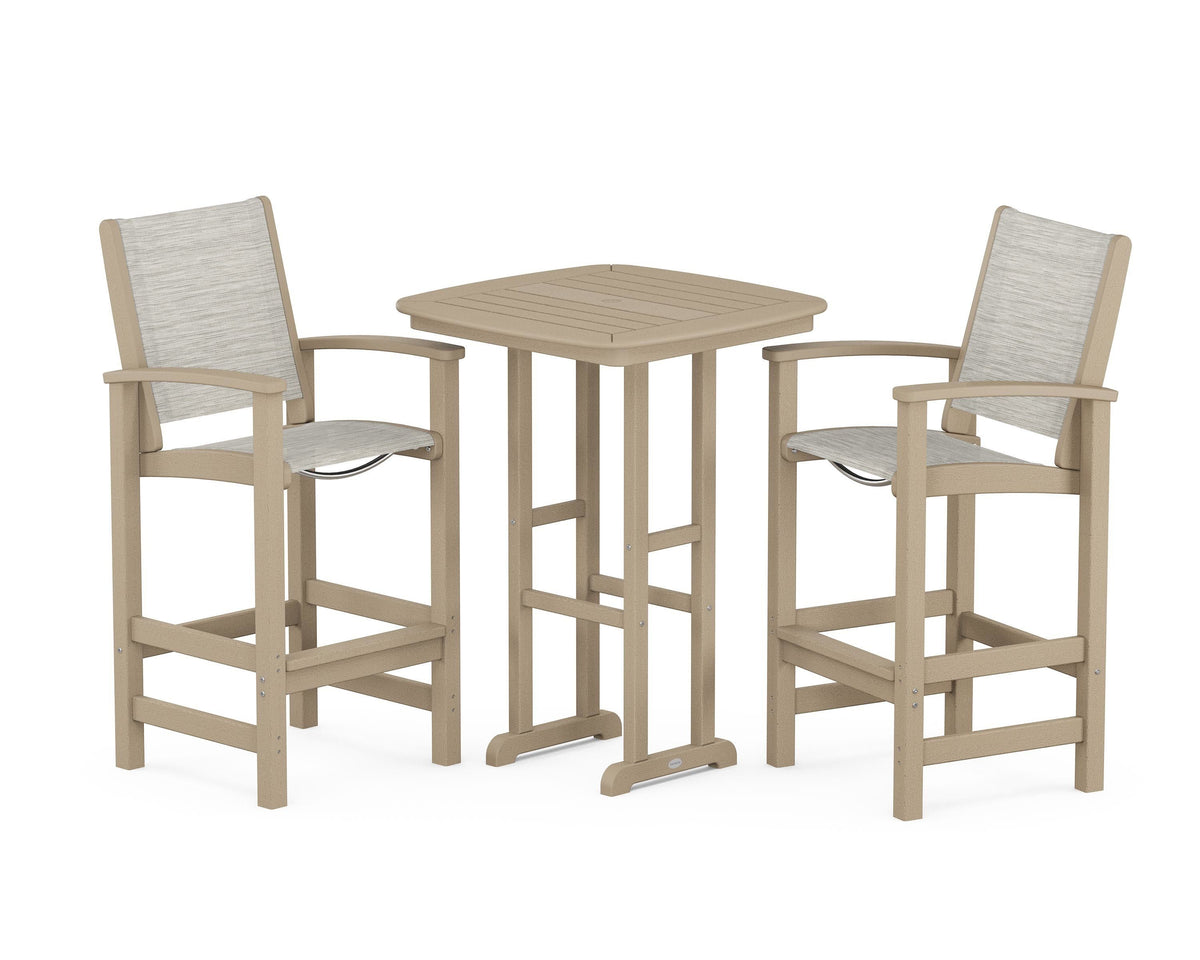 POLYWOOD Coastal 3-Piece Bar Set in Vintage Sahara / Birch