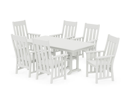 POLYWOOD Acadia Arm Chair 7-Piece Farmhouse Dining Set in Vintage White