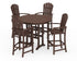 POLYWOOD Palm Coast 5-Piece Round Bar Set in Mahogany